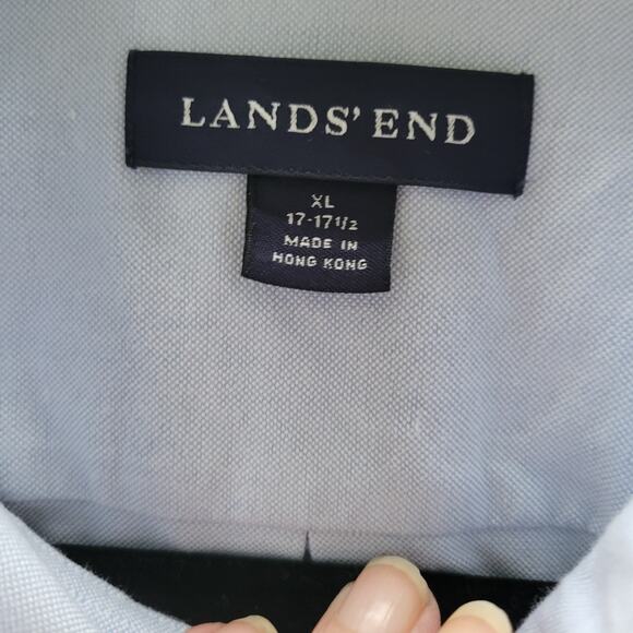 Lands End Shirt Mens XL (16/35)Blue Trim Fit Long Sleeve Button Up Career Casual - Picture 3 of 8